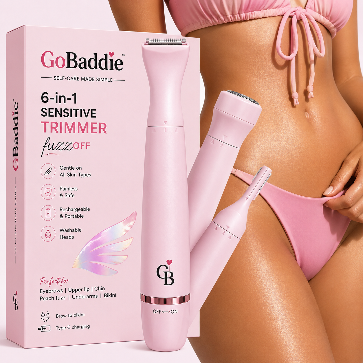 GoBaddie GlowTrim Pro™ – 6-in-1 Sensitive Trimmer